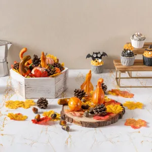 166 Pieces Fall Themed Party Decoration Including Artificial Pumpkins, Squash, Pine Cones, Acorns, Maple Leaves