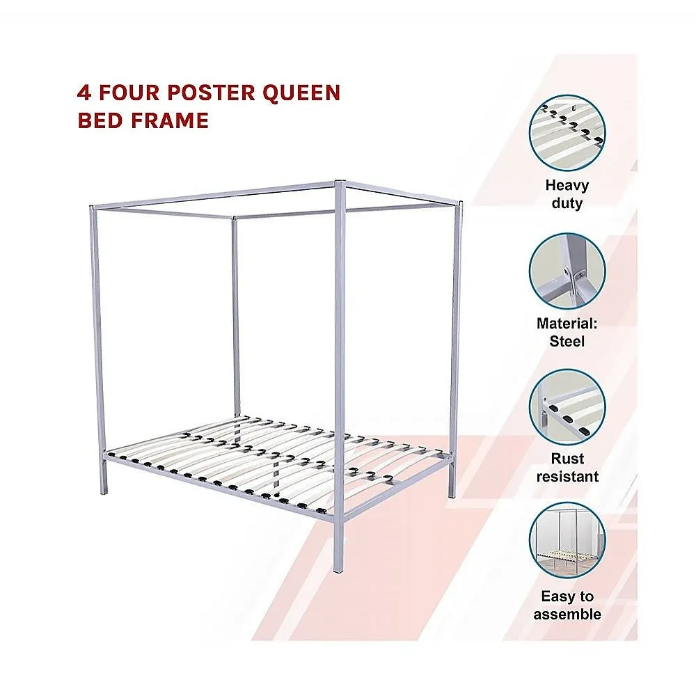 4 Poster Queen Bed Frame Cream