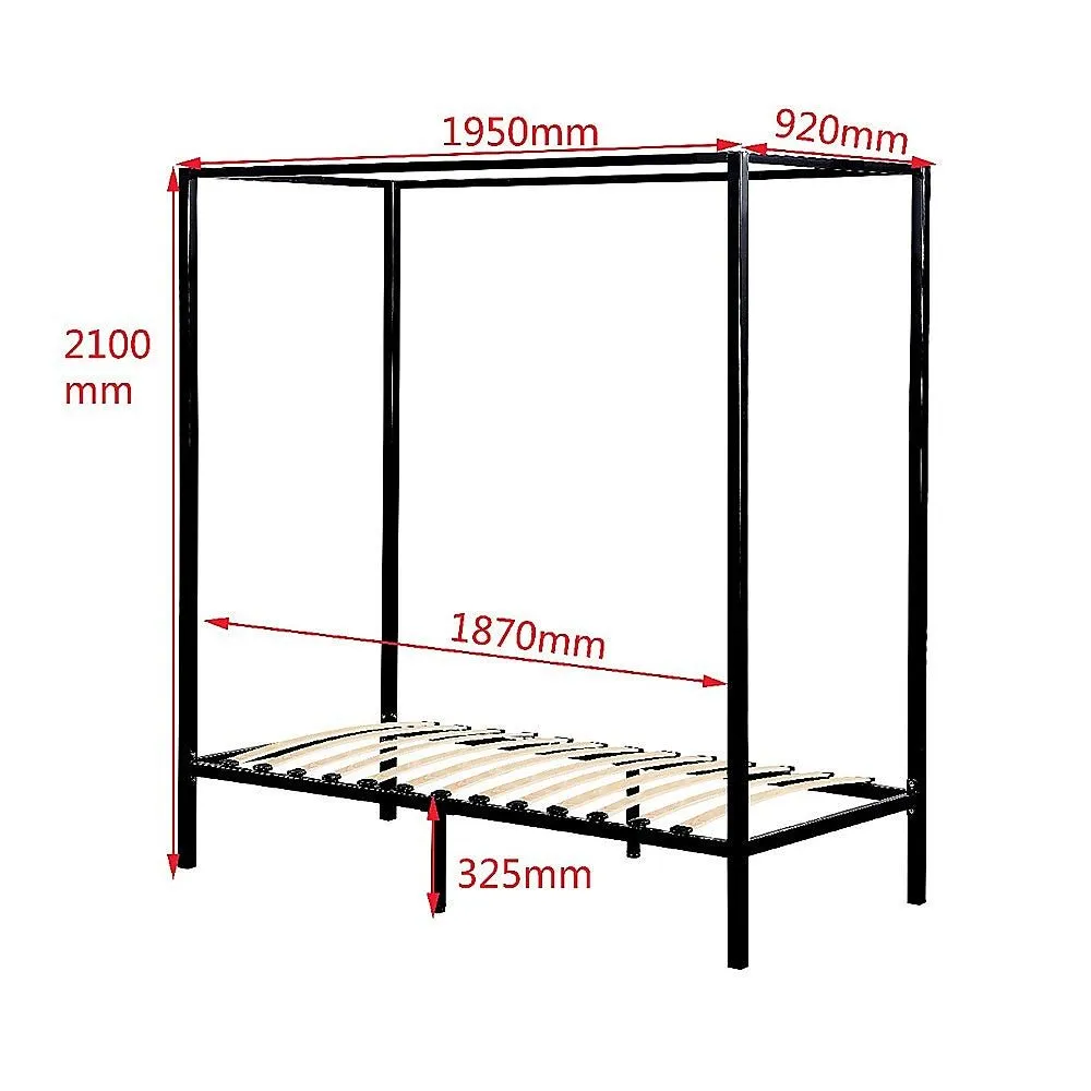 4 Poster Single Bed Frame Black