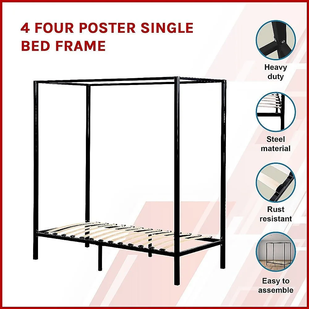 4 Poster Single Bed Frame Black