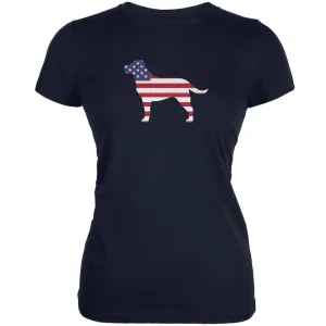 4th of July Patriotic Dog Labrador Retriever Navy Juniors Soft T-Shirt