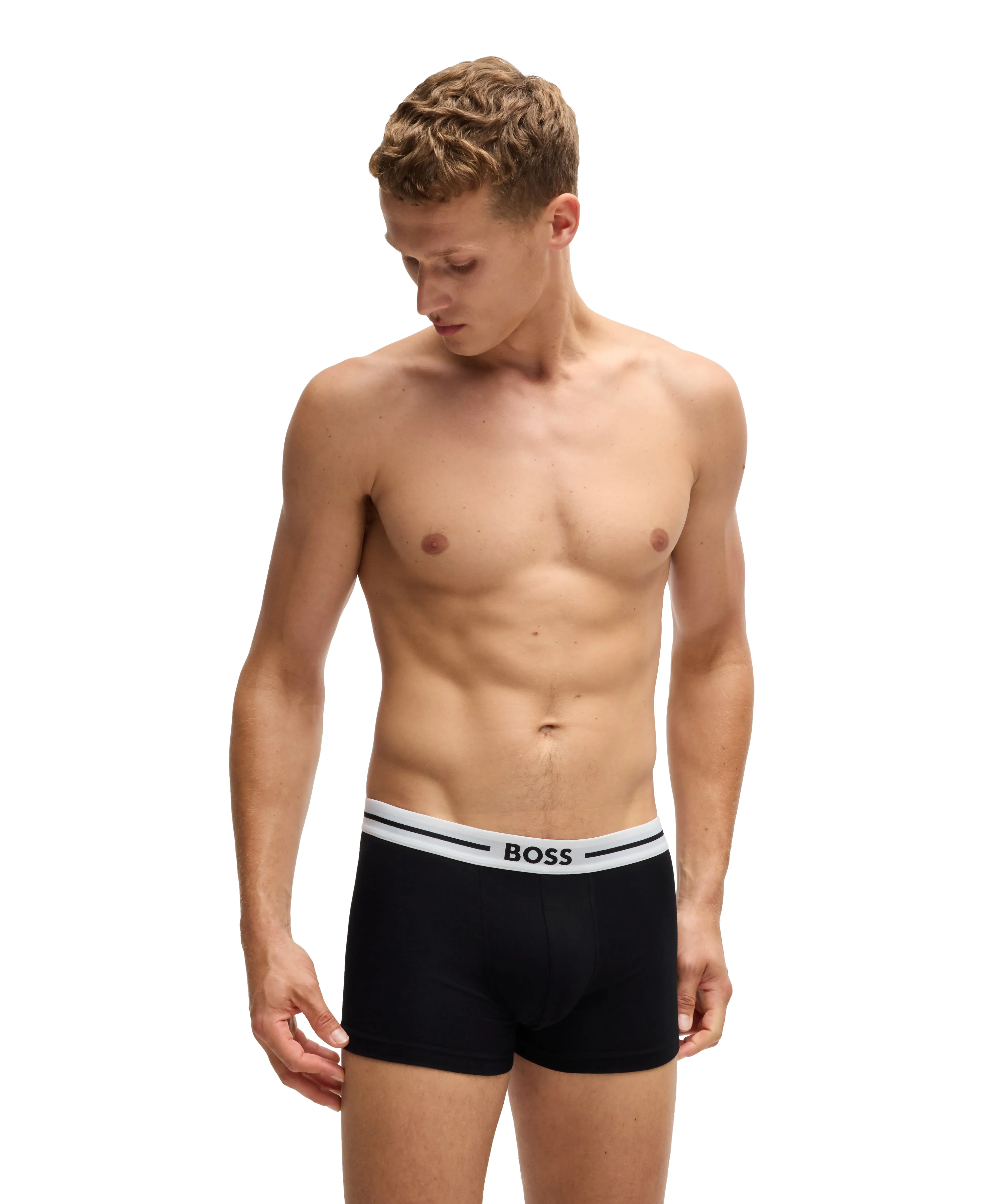 BOSS Men's Bold 3 Pack Trunks - Black/Grey