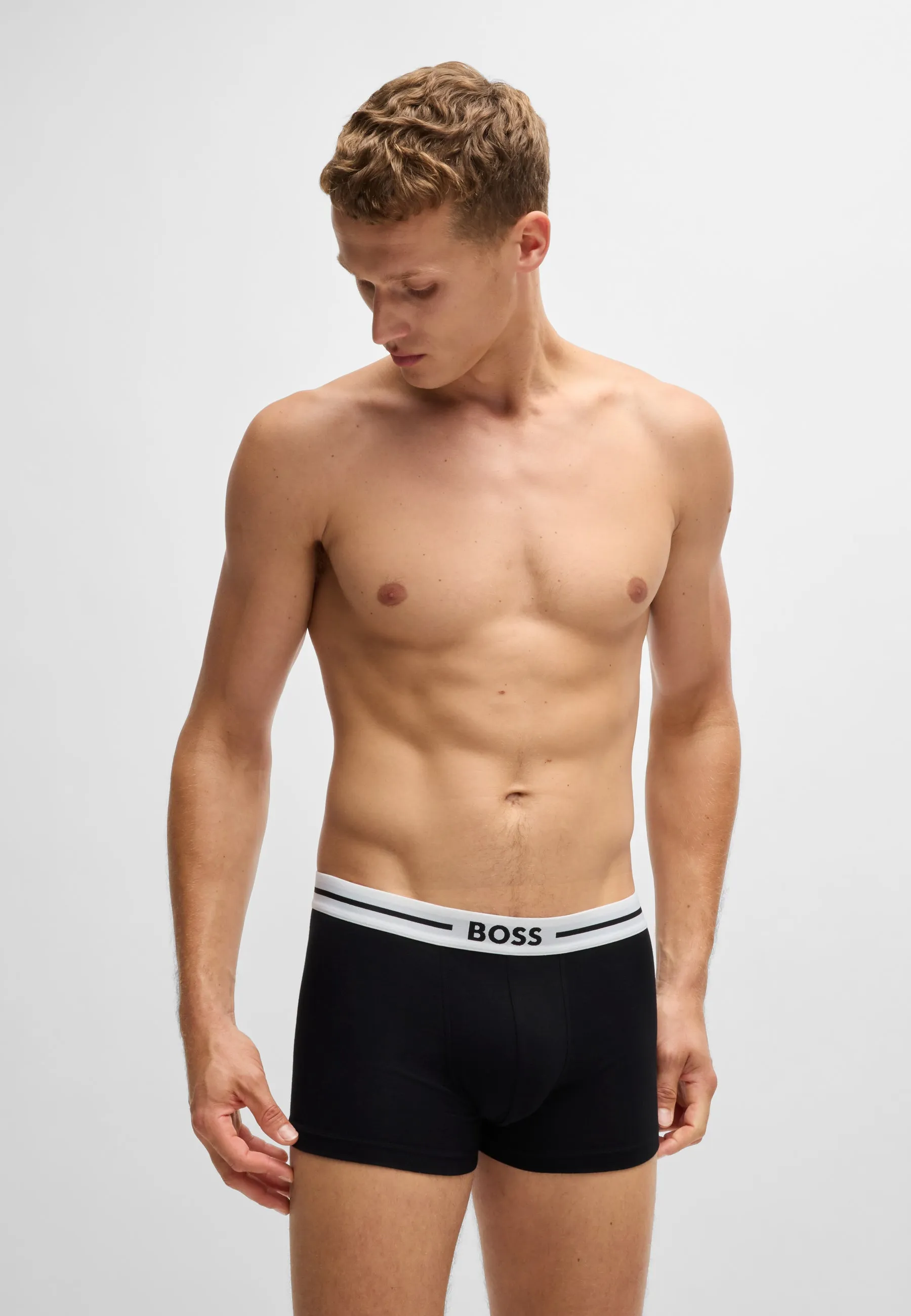 BOSS Men's Bold 3 Pack Trunks - Black/Grey