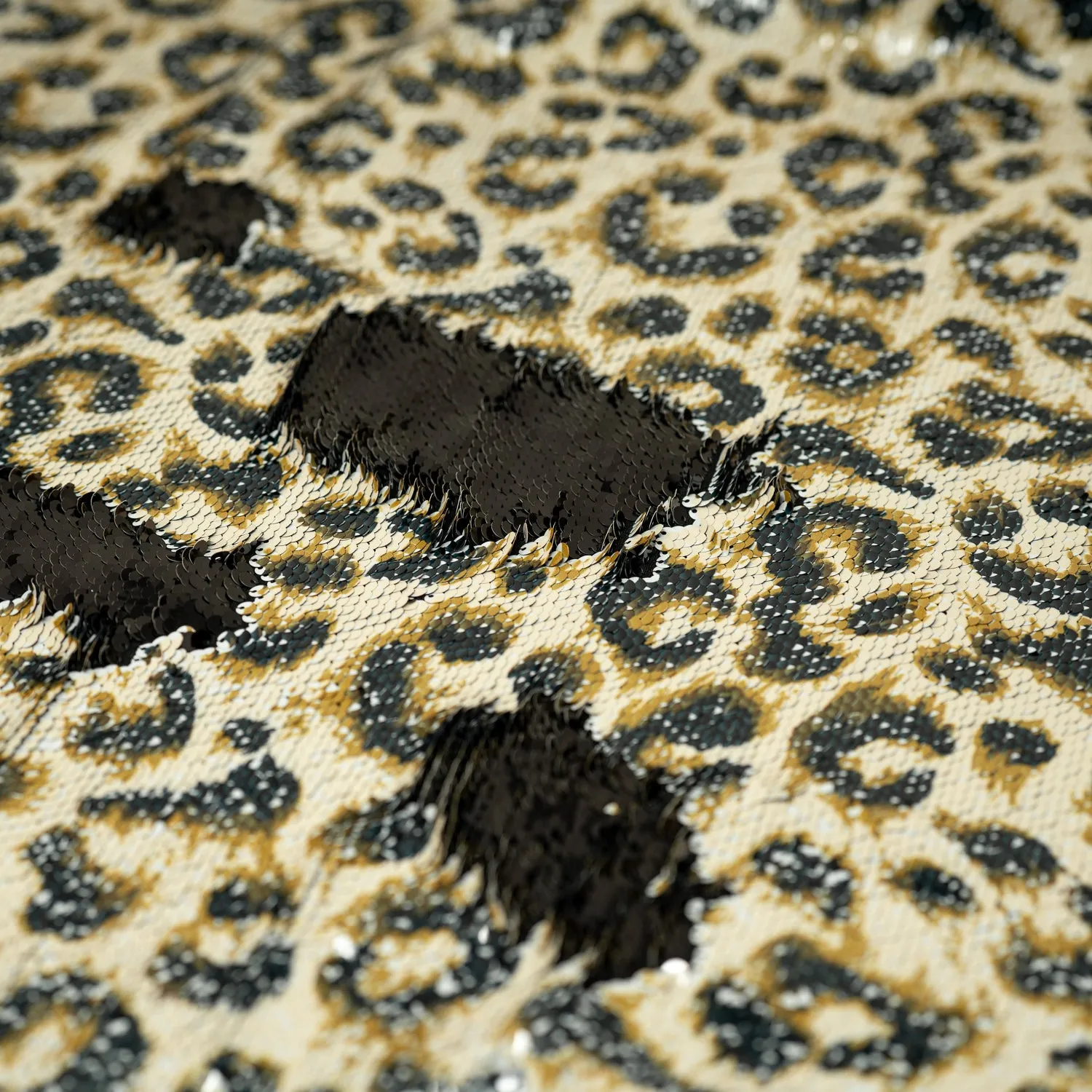 Cheetah Printed Flip Sequin on Spandex Fabric | Blue Moon Fabrics