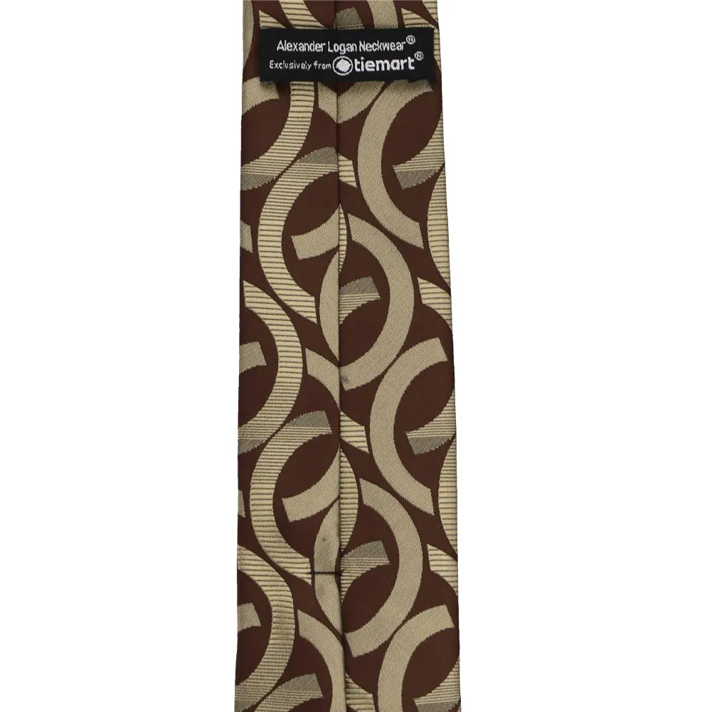 Chocolate Brown Kay Link Pattern Slim Necktie, 2.5" Width