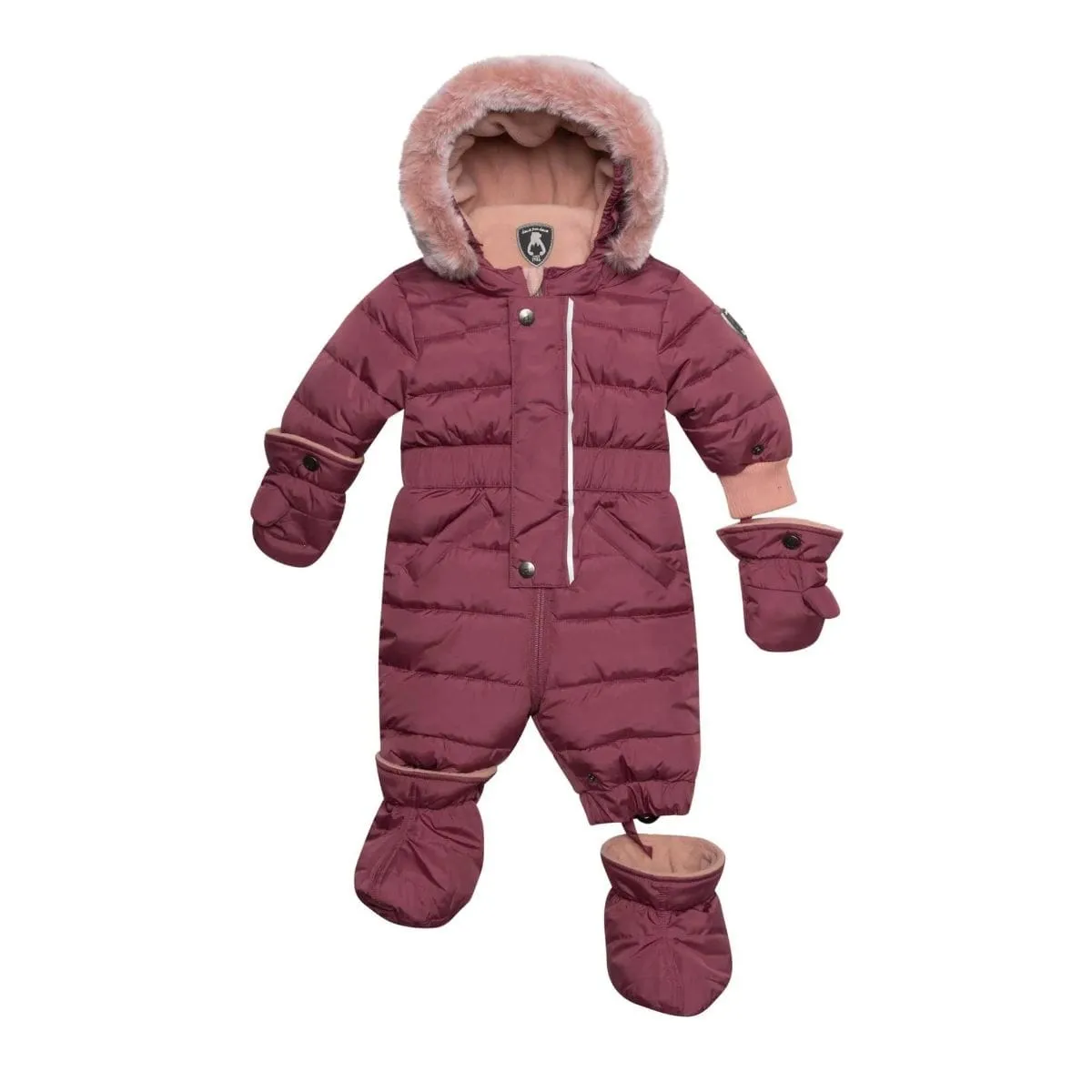 Deux Par Deux One-Piece Baby Snowsuit - Damson