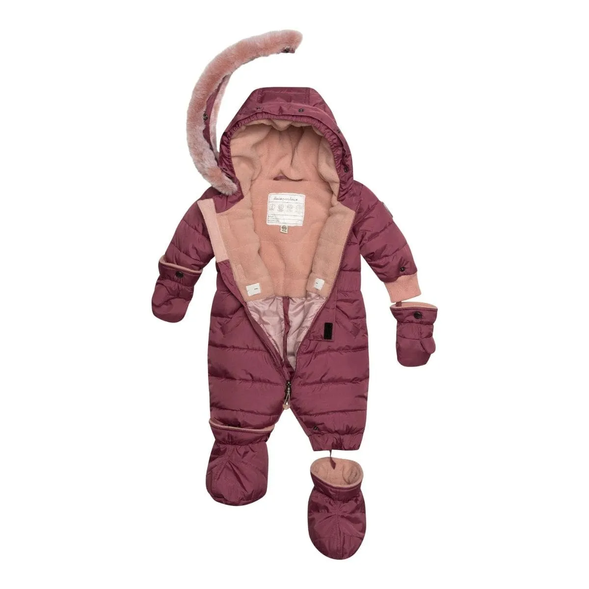 Deux Par Deux One-Piece Baby Snowsuit - Damson