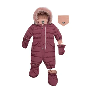 Deux Par Deux One-Piece Baby Snowsuit - Damson