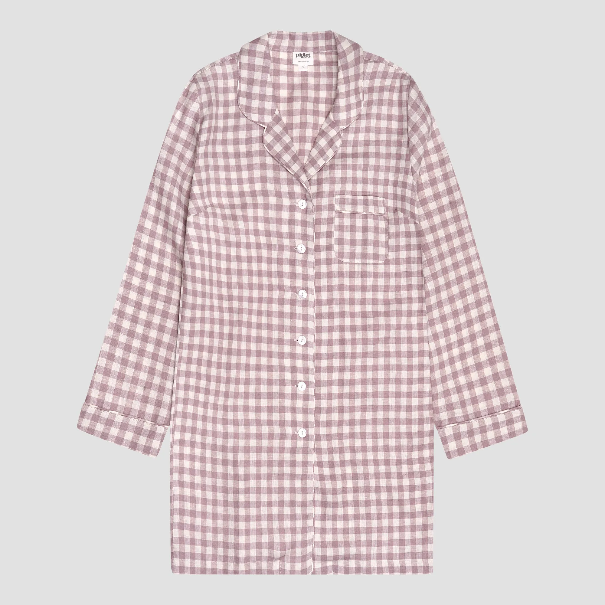 Elderberry Gingham Linen Night Shirt