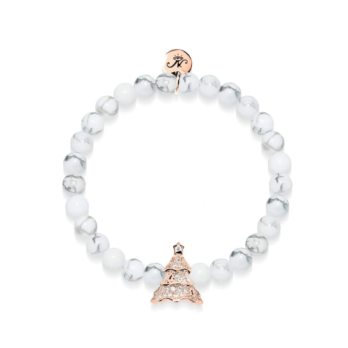 Evergreen | 18k Rose Gold & Howlite | Crystal Holiday Tree