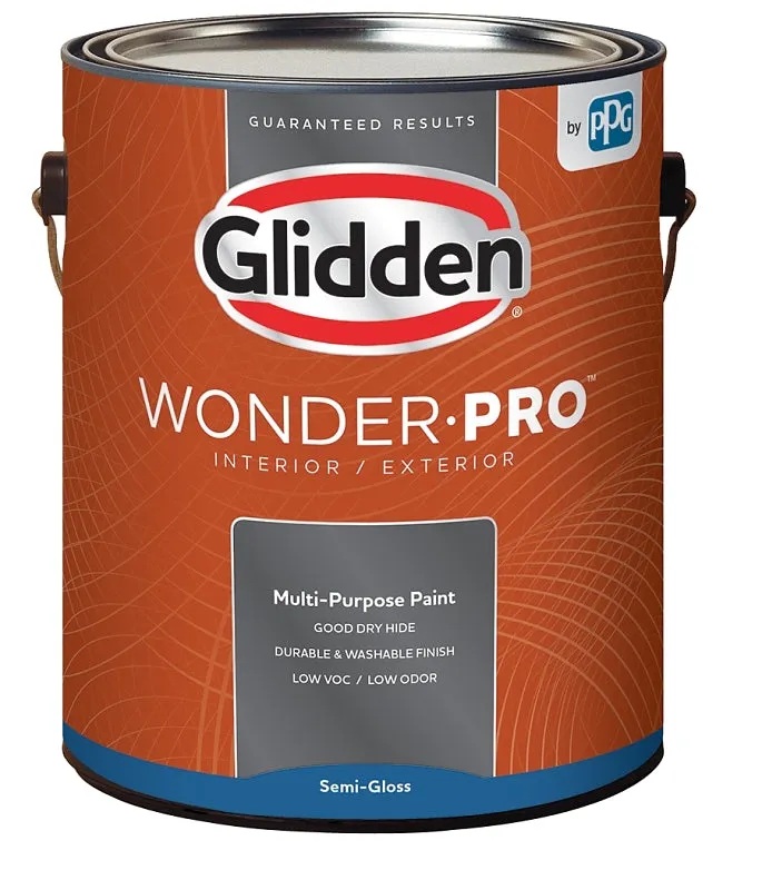 Glidden Wonder-Pro GLWP32WB/01 Interior/Exterior Paint, Semi-Gloss Sheen, Pastel Base/White, 1 gal :GAL: QUANTITY: 4