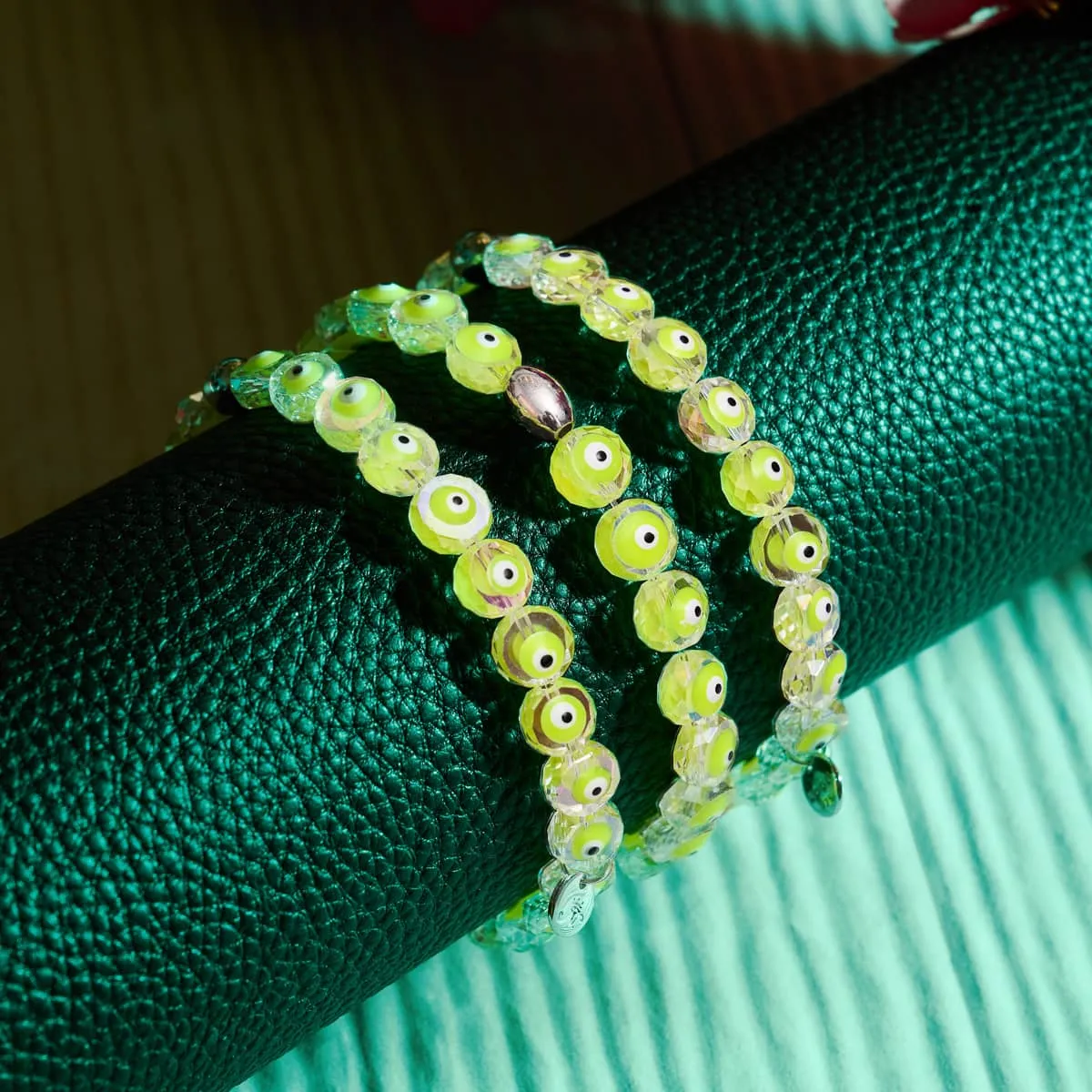 Green | .925 Sterling Silver | Crystal Evil Eye Bracelet