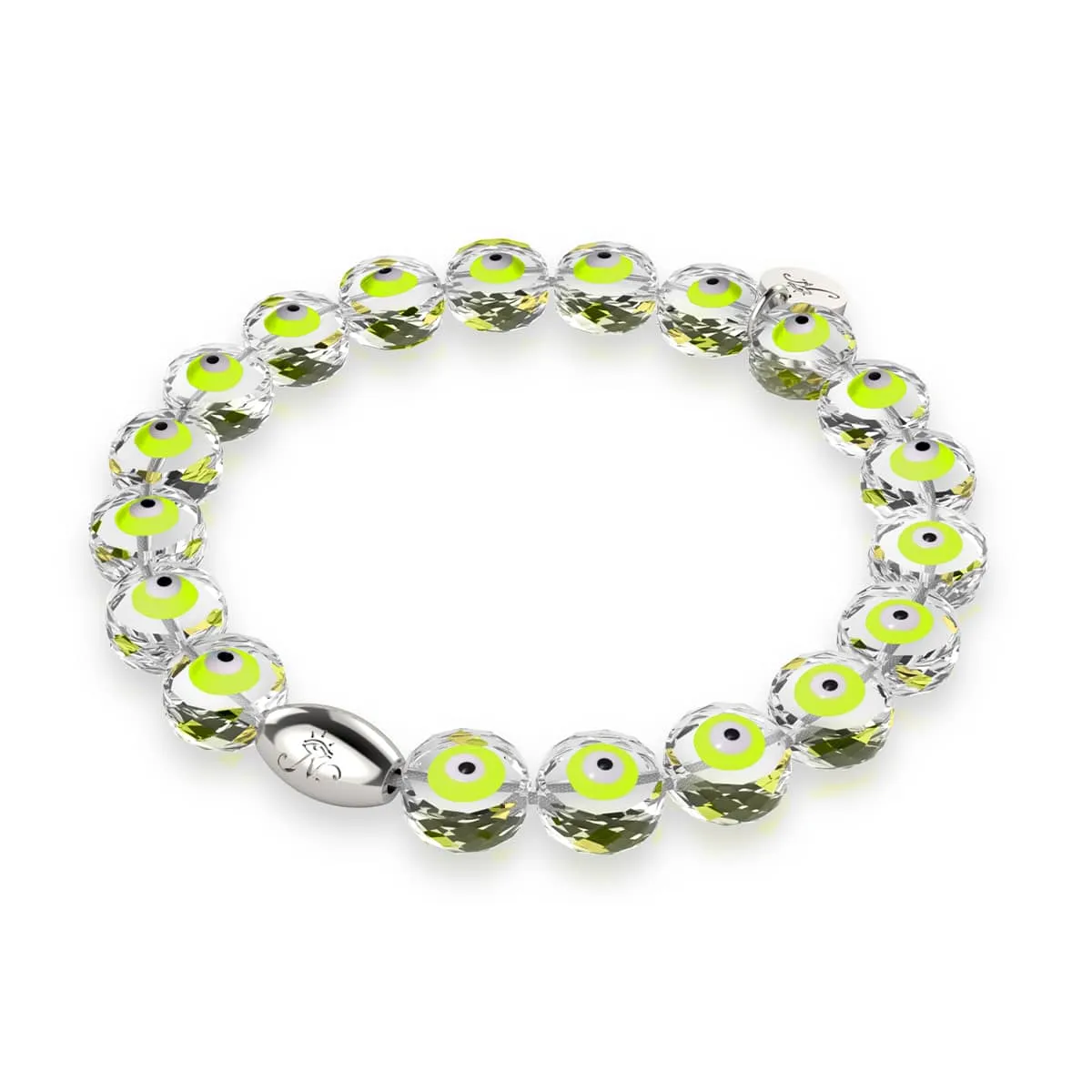 Green | .925 Sterling Silver | Crystal Evil Eye Bracelet