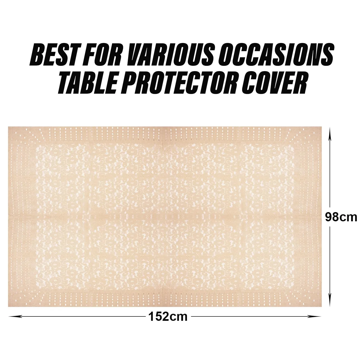 Heart Home Center Table Cover | Shinning Net Cashew Design Table Cover | Luxurious Table Protector Cover for Home Decor | 40x60 Inch | Golden