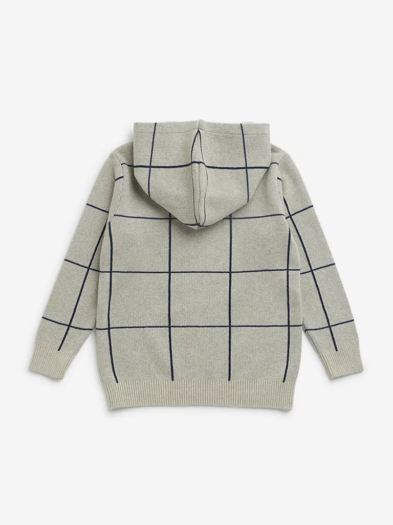 HOP Kids Taupe Checkered Hoodie