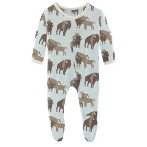 KicKee Pants Fresh Air Bison Footie with Snaps