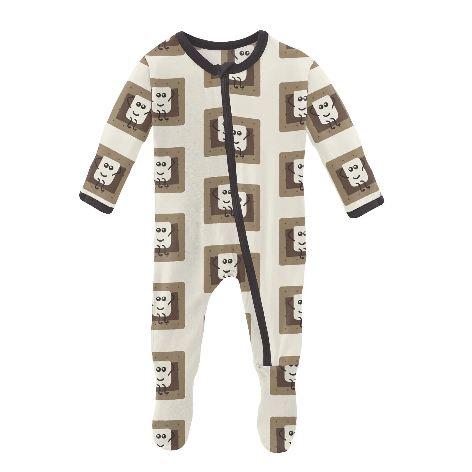 KicKee Pants Natural S'mores Footie with Zipper