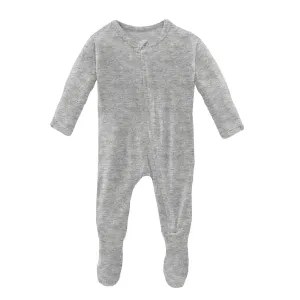 KicKee Pants Solid Heathered Mist Footie with Zipper