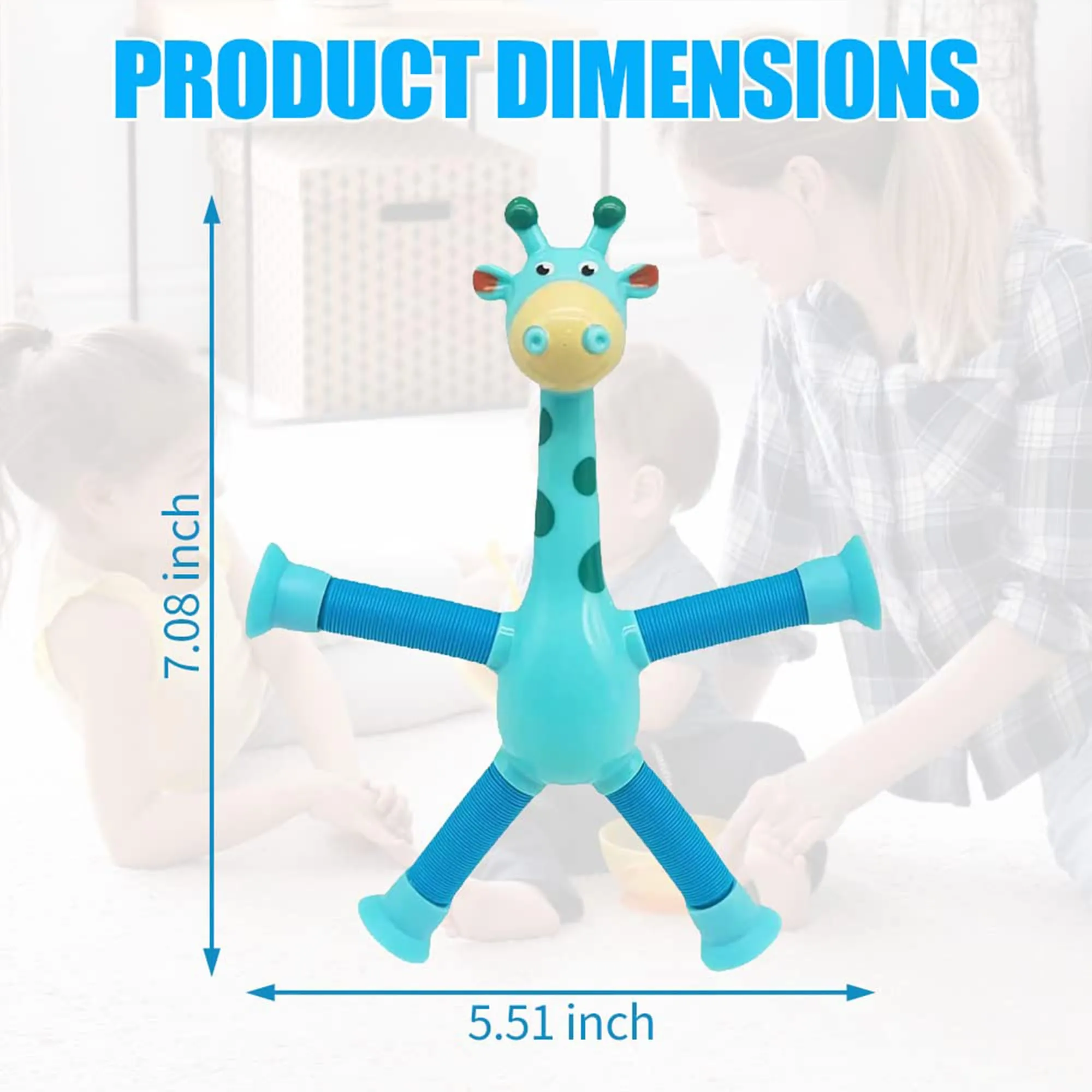 Kidology Telescopic Suction Cup Giraffe Toy, LED Telescopic Pipe with Suction Cup, Shape-Changing Stretch Tube, Parent-Child Interactive Toy Random Colors (Giraffe Figure Set of 6)