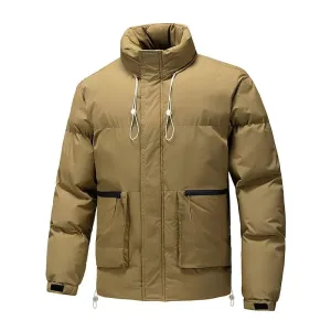 Men  Autumn Winter New Solid Color Thickened Large Pocket Design Outdoor Travel Padded Jacket