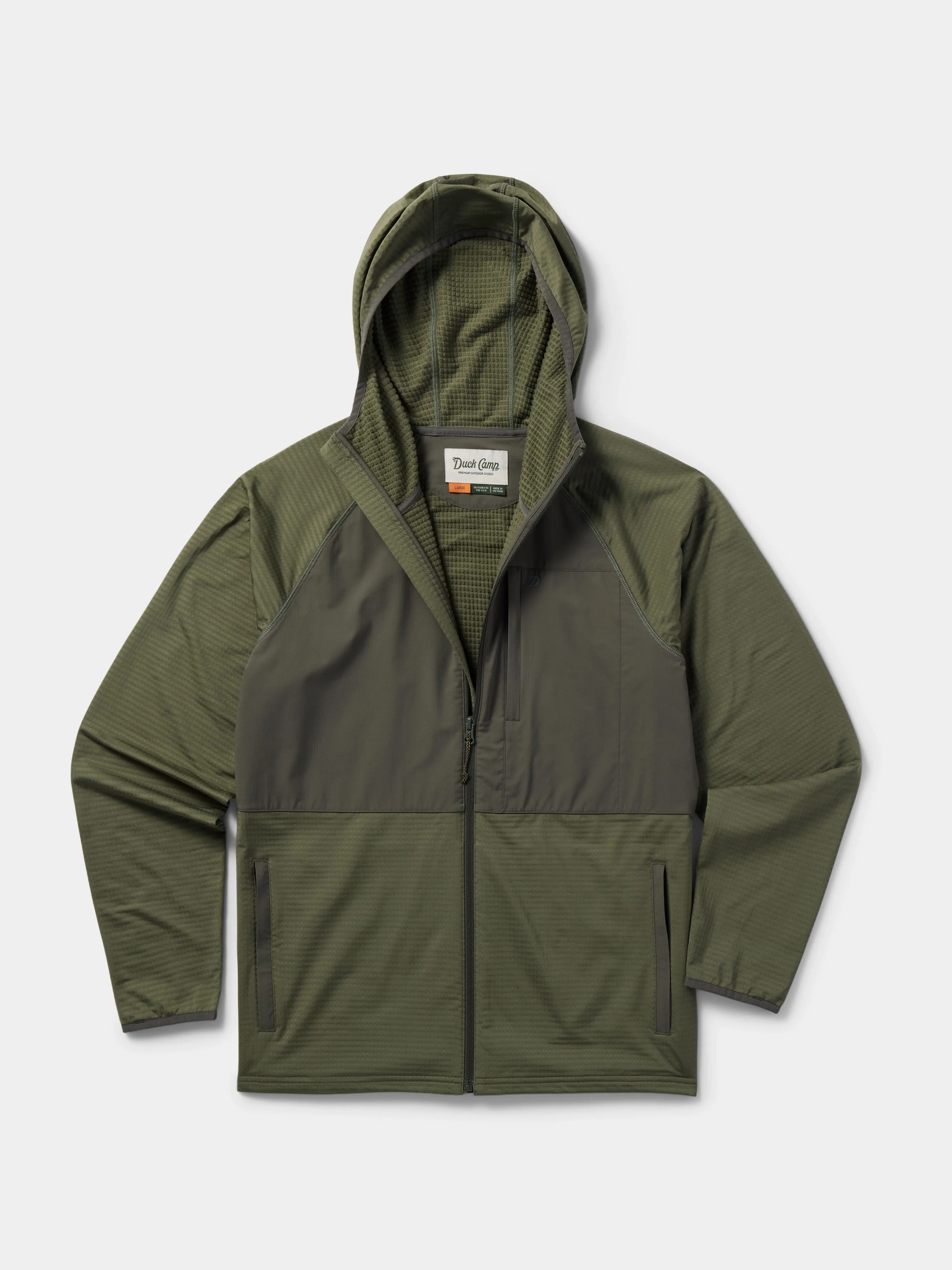 M's Lightweight Grid Tech Fleece Full Zip - Moss/Raven