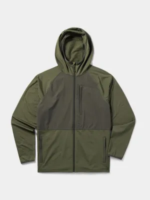 M's Lightweight Grid Tech Fleece Full Zip - Moss/Raven