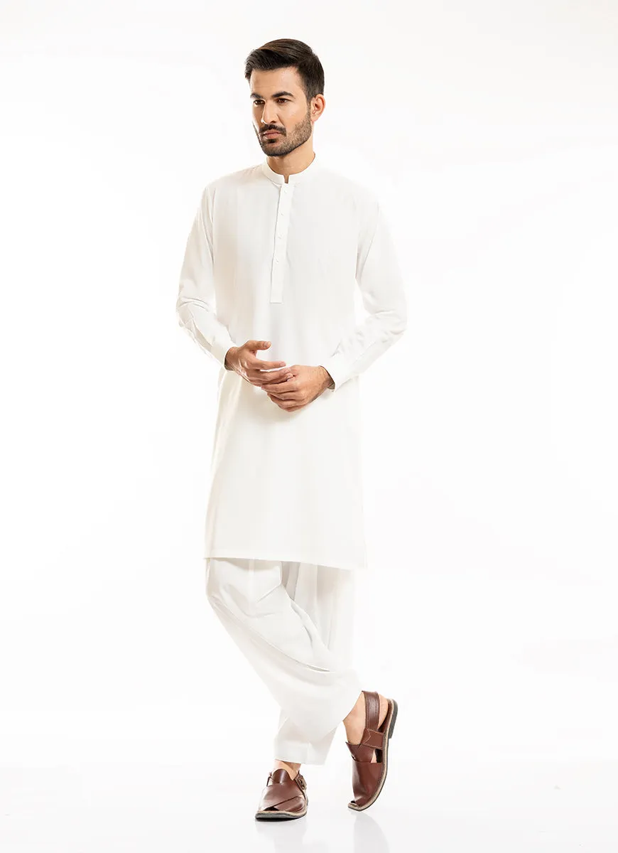 Off White Plain Delta Wash N Wear Shalwar Kameez Suit