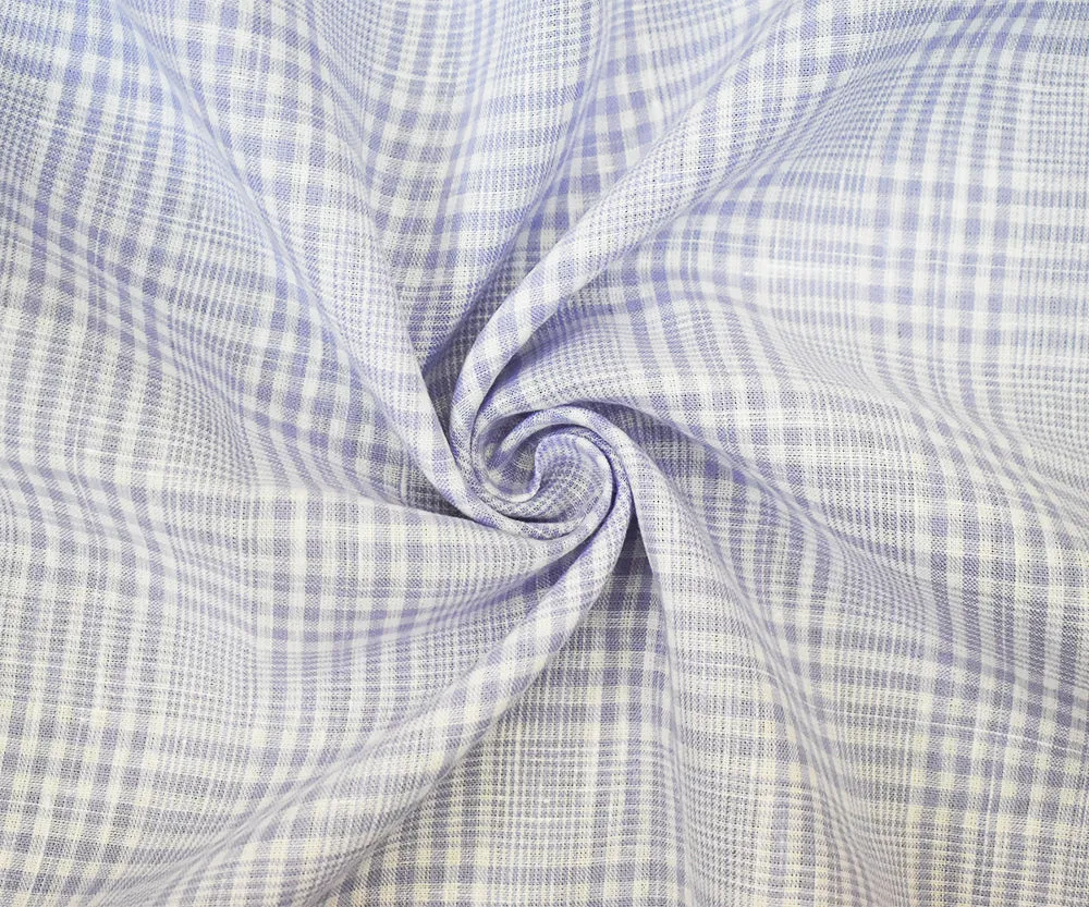 Purple-White Spence Bryson Plaid Irish Linen Woven Fabric