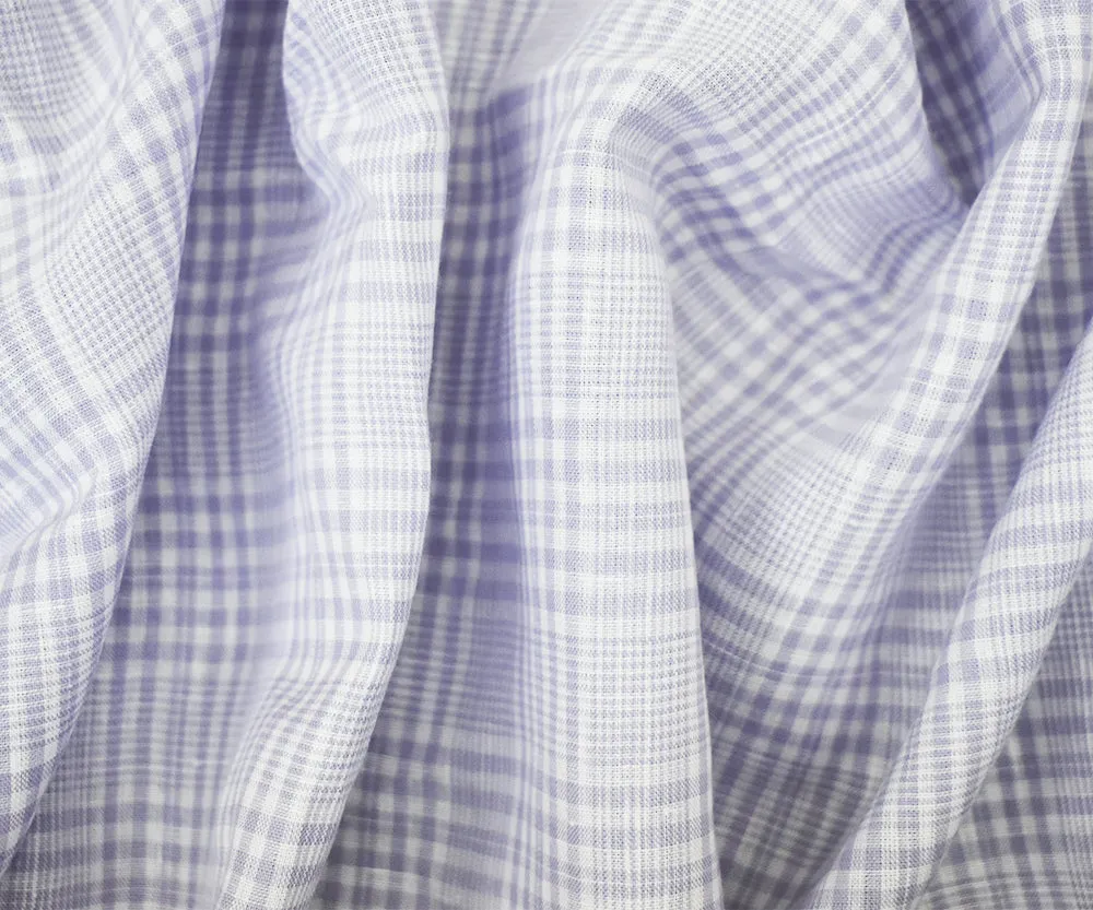 Purple-White Spence Bryson Plaid Irish Linen Woven Fabric