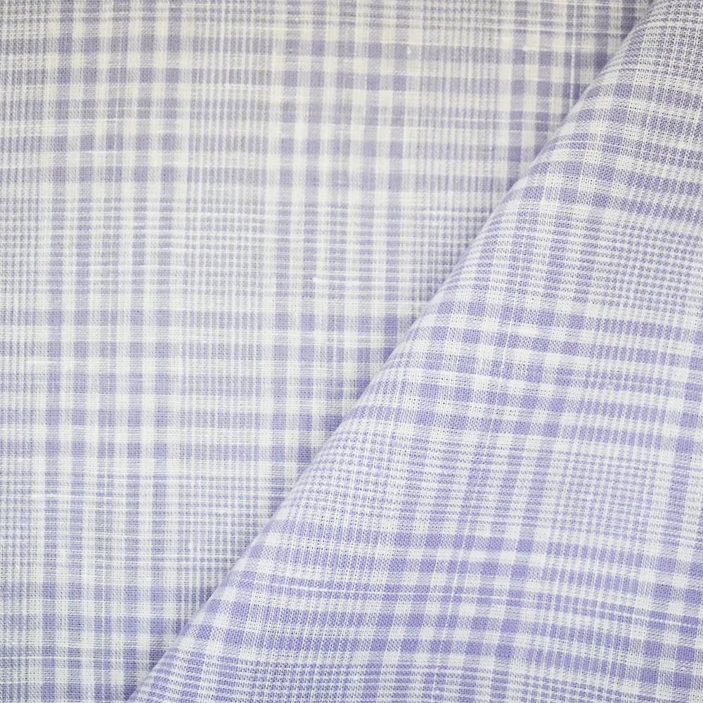 Purple-White Spence Bryson Plaid Irish Linen Woven Fabric