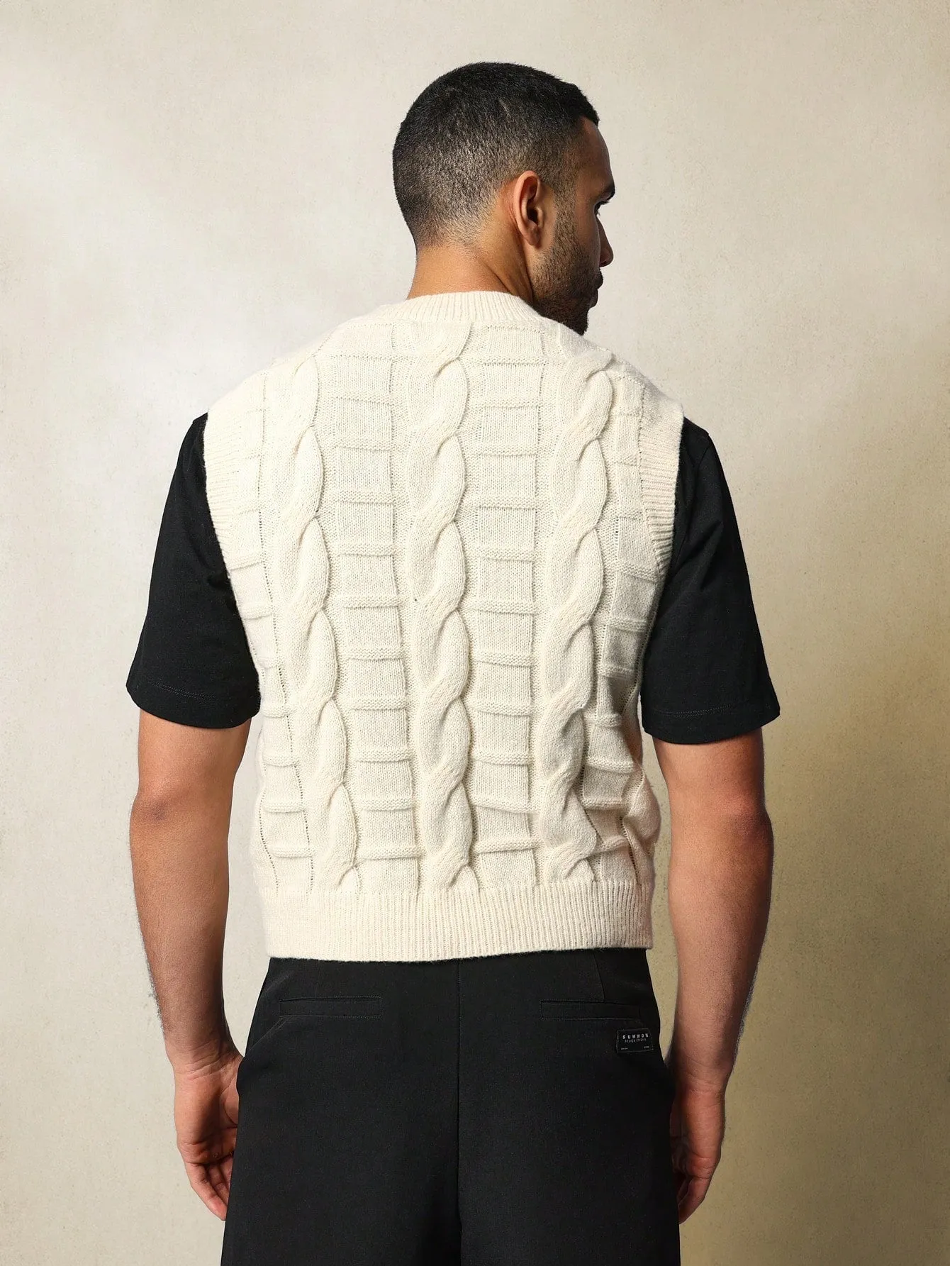 Regular Fit Cable Knit Vest