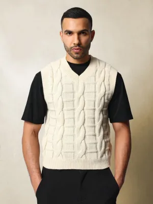 Regular Fit Cable Knit Vest