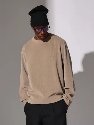 Regular Fit Cord Texture Long Sleeve Tee