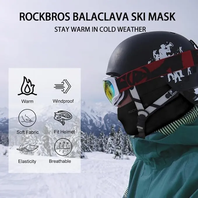 ROCKBROS Ski Mask Windproof Cycling Balaclava Thermal Neck Gaiter Full Face Mask Warm Polar Fleece Headwear