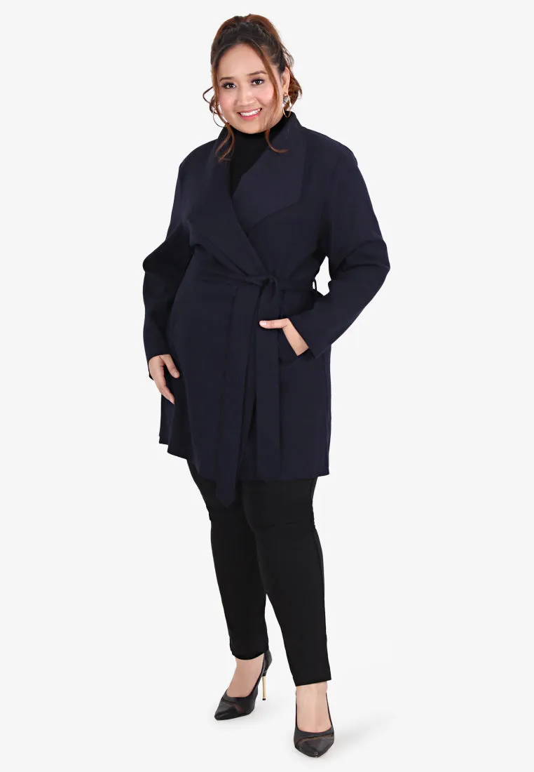 Waldorf Long Wrap Coat - Midnight Blue