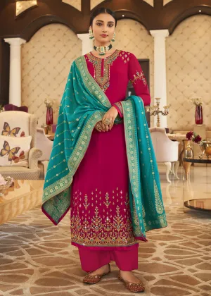 Wedding Party Appealing Dark Pink Thread & Zari Salwar Suit