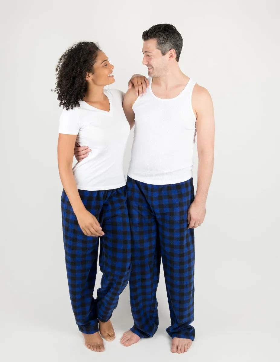 Women's Black & Navy Plaid Fleece Pants