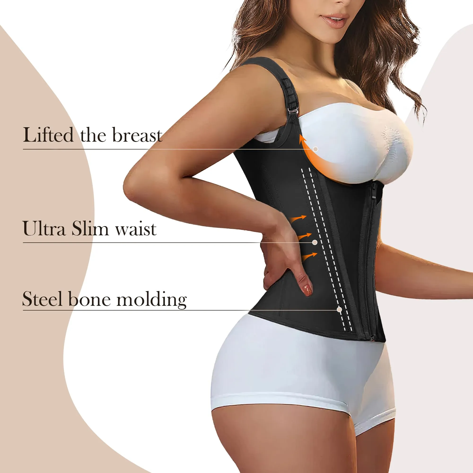 YIANNA Waist Trainer for Women for Tummy Control Sports, Workout Hourglass Vest Waist Cincher with Adjustable Shoulder Strap