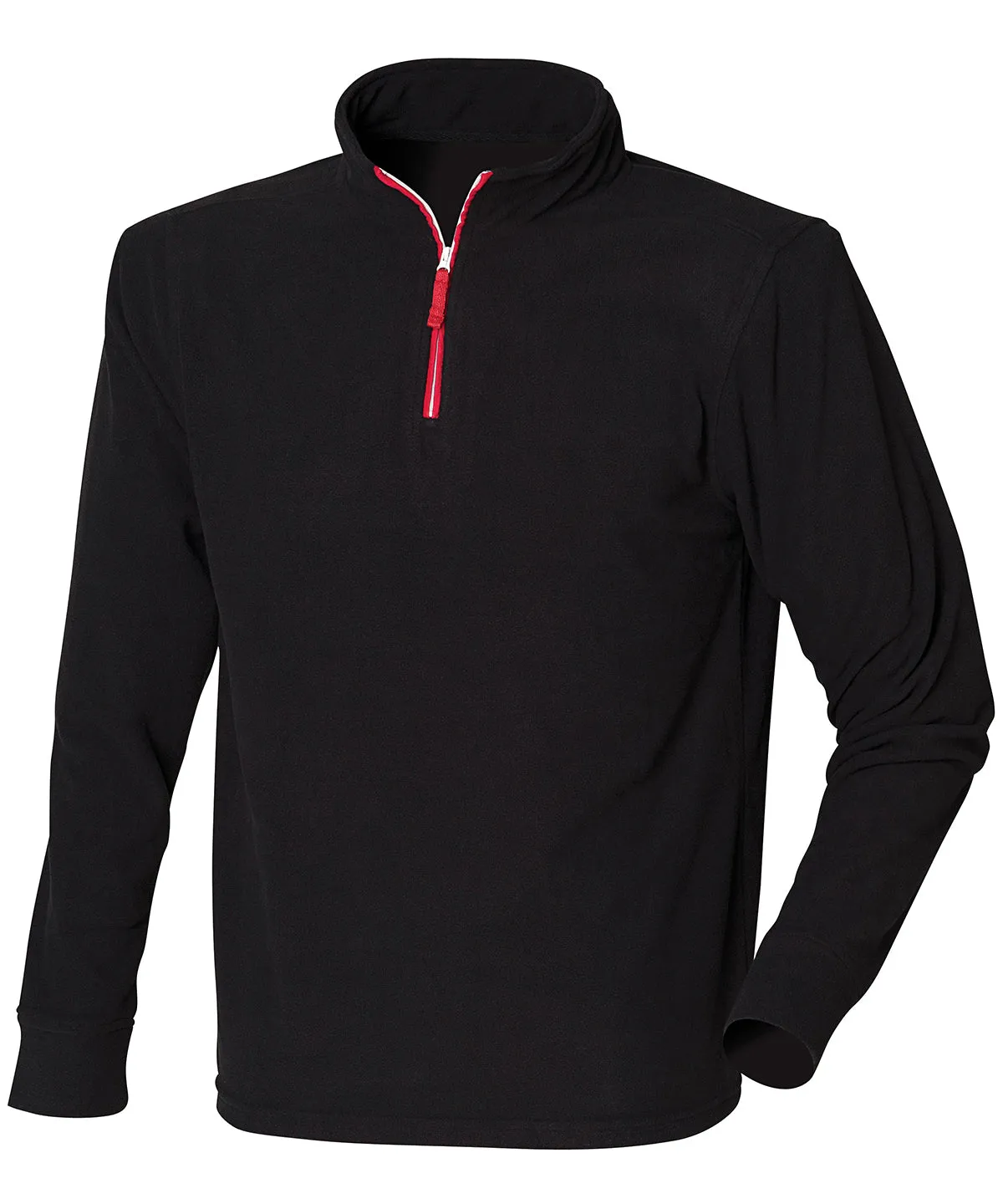 zip long sleeve fleece piped | Black/Red/White